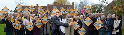 Sir Ed Davey and Cllr Ade Adeyemo with the West Midlands Liberal Democrats
